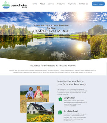 Central Lakes Mutual Website Design Layout